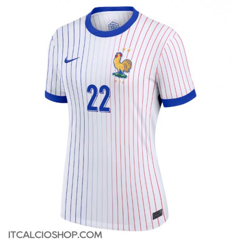 Francia Theo Hernandez #22 Seconda Maglia Femmina Europei 2024 Manica Corta Francia Theo Hernandez #22 Seconda Maglia Femmina Europei 2024 Manica Corta